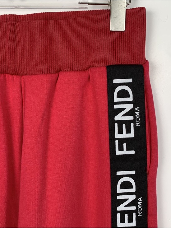 🌹Fendi Red Jogger Pants with Black Logo Tape, Size IT 42 or US 6 - Picture 3 of 12